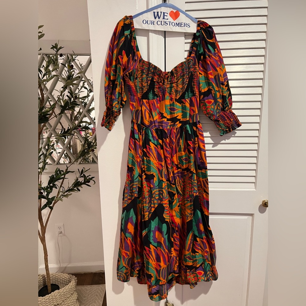 House of Harlow Puff Sleeve Midi Dress- Size Large- Worn Once